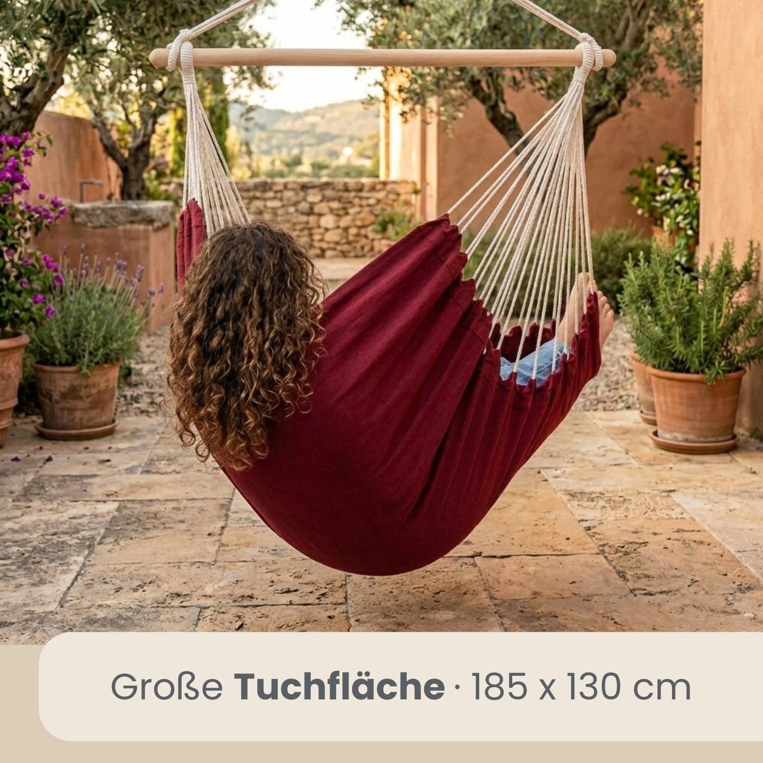 XXL Hängesessel 185x130cm bis 150kg - 2 Personen Schwebesessel Hängestuhl Garten