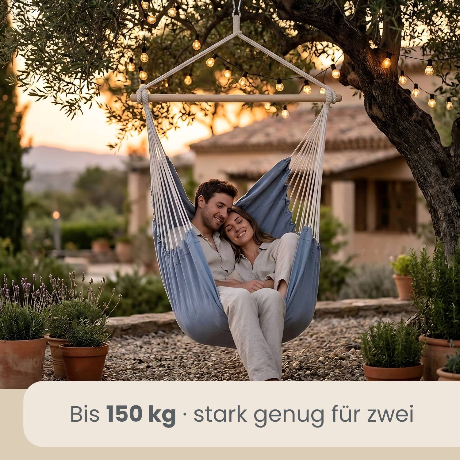 XXL Hängesessel 185x130cm bis 150kg - 2 Personen Schwebesessel Hängestuhl Garten