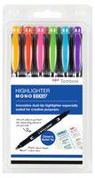 Tombow MONO edge, 6 Stück(e), Mehrfarbig, Feine/ runde Spitze, Schwarz, Rund, Fettdruck