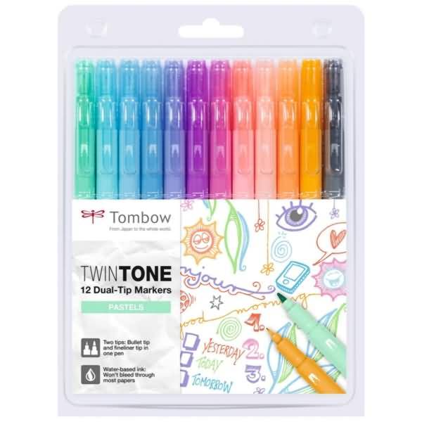 Doppelfasermaler TwinTone Rund- und Finelinerspitze VE=12 Stück Pastellfarben