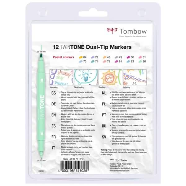 Doppelfasermaler TwinTone Rund- und Finelinerspitze VE=12 Stück Pastellfarben