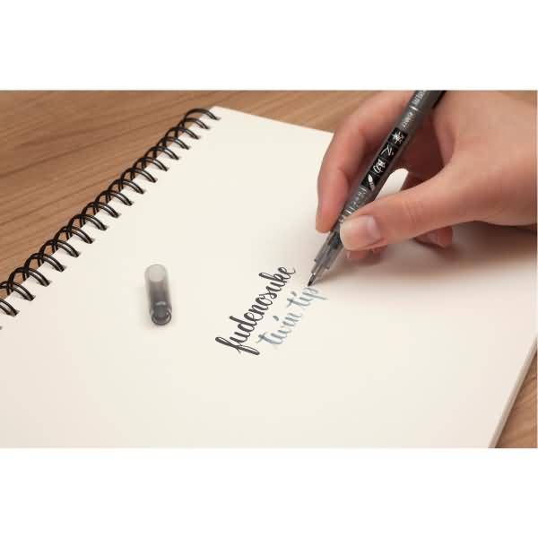 Fasermaler Brush Pen Fudenosuke weichen flexible Pinselspitzen schwarz/grau