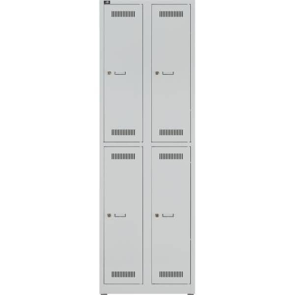 Bisley Garderobenschrank LIGHT, 2 Abteile 300 à 2 Fächer, Farbe lichtgrau