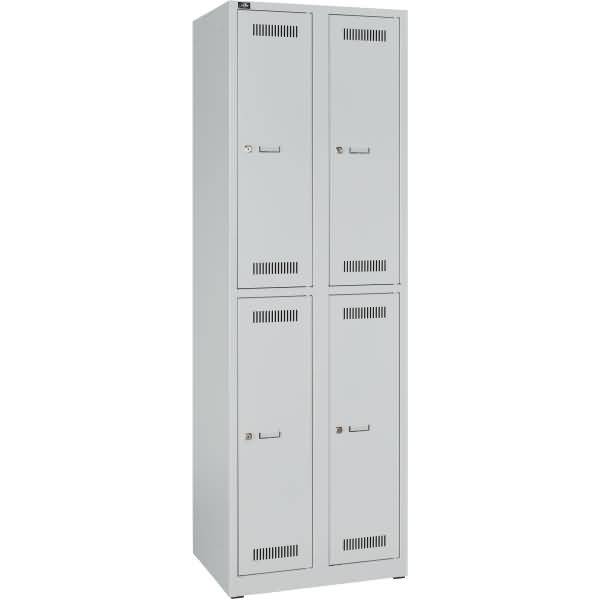 Bisley Garderobenschrank LIGHT, 2 Abteile 300 à 2 Fächer, Farbe lichtgrau