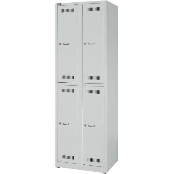 Bisley Garderobenschrank LIGHT, 2 Abteile 300 à 2 Fächer, Farbe lichtgrau