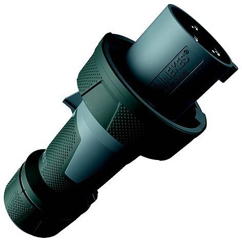 Ein schwarzer Neutrik XLR-Audiosteckverbinder, diagonal auf weißem Hintergrund dargestellt.