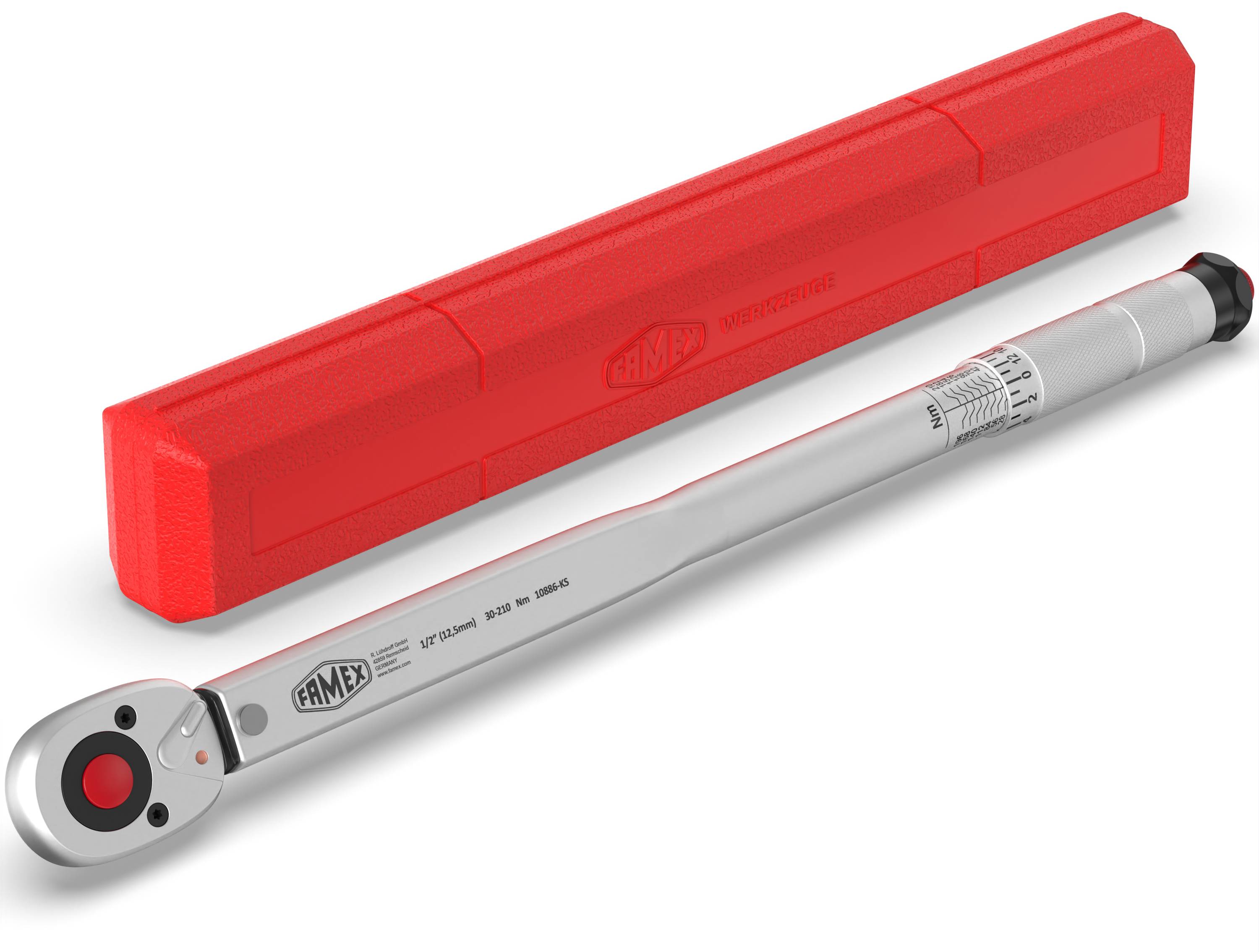 FAMEX 10886-3N Drehmomentschlüssel Set 1/2 Zoll (12,5mm) 30-210 Nm - mit Spezial-Einsätze für Radschrauben