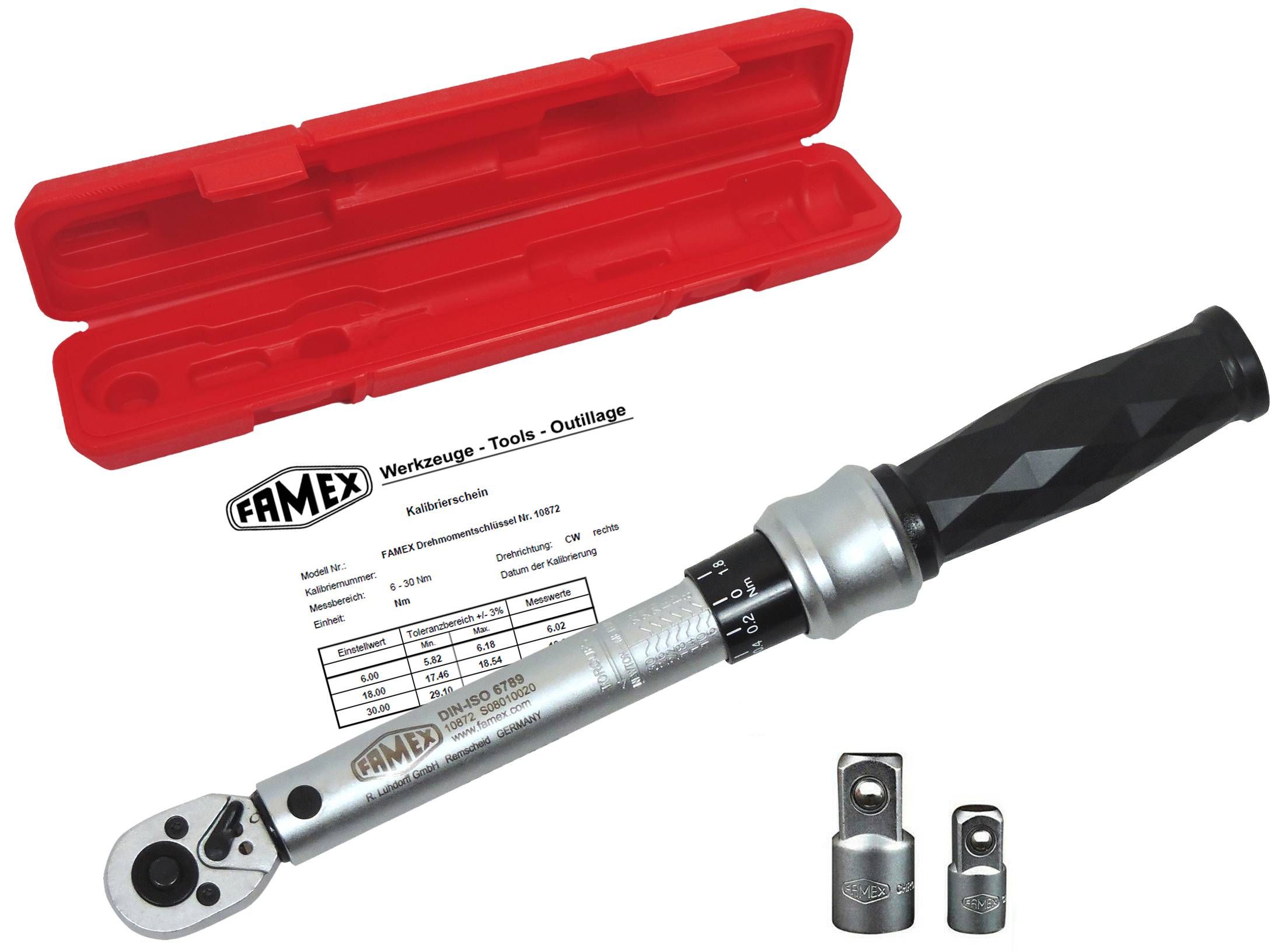 FAMEX 10872 Profi Drehmomentschlüssel 1/4 Zoll (6,3 mm) 6-30 Nm - PROFESSIONAL - R+L