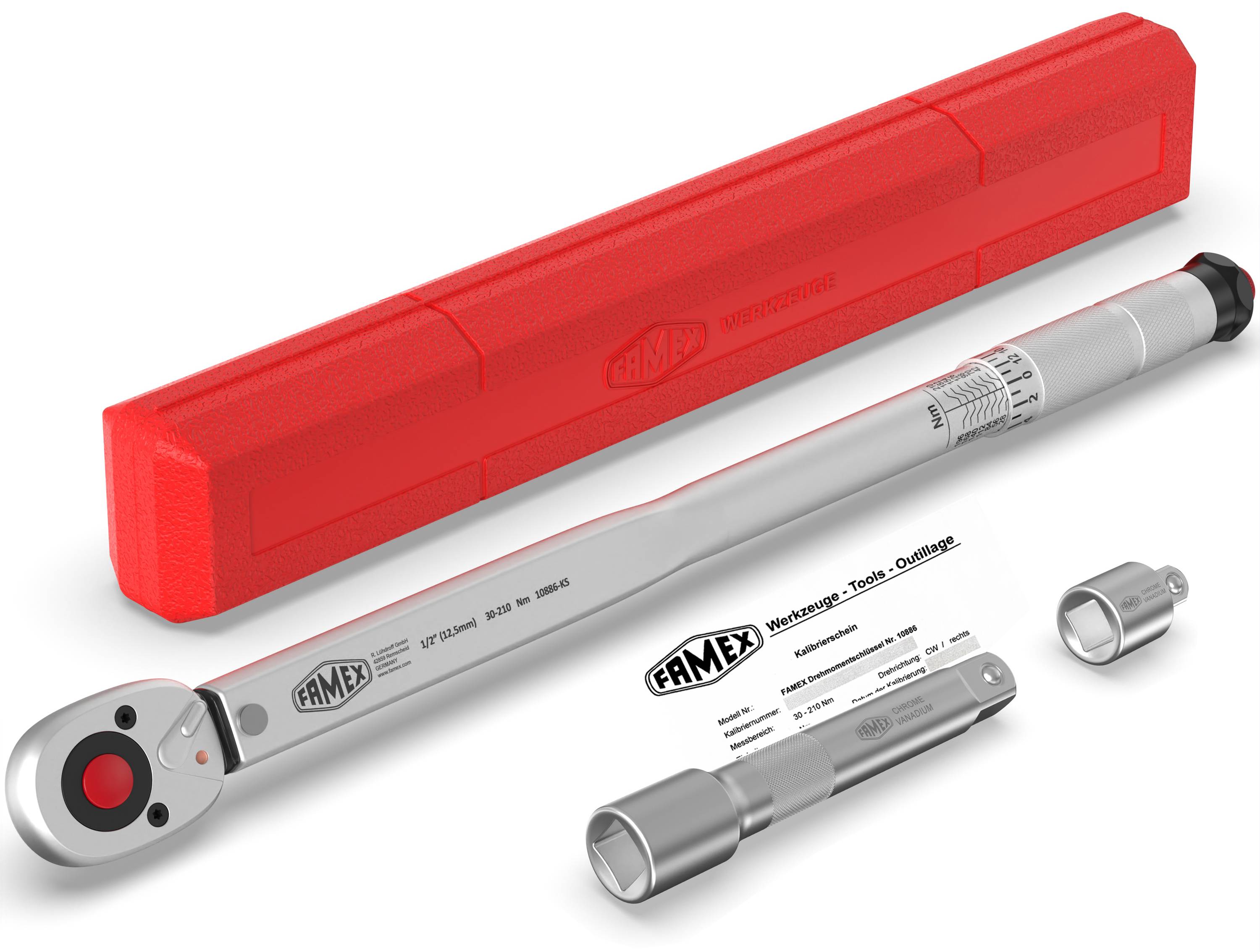 FAMEX 10886 Drehmomentschlüssel Set 1/2 Zoll (12,5mm) - 30-210 Nm