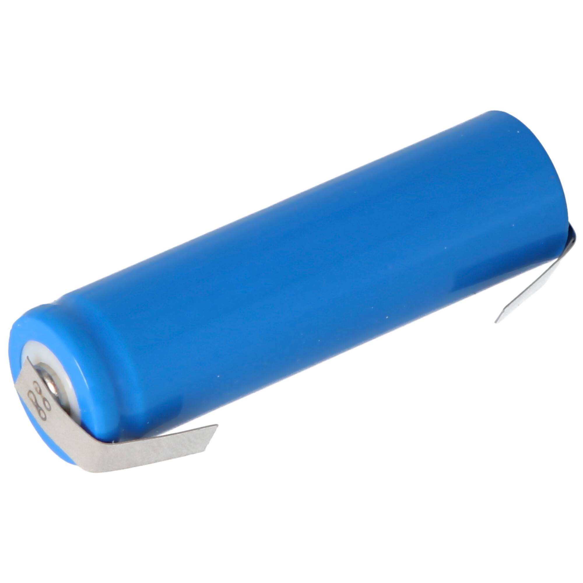 3,2 Volt Solar Akku Lithium IFR 14500 AA 600mAh LiFePo4 Akku mit Kopf ungeschützt 14,2 x 50,6mm, mit Lötfahnen in U-Form