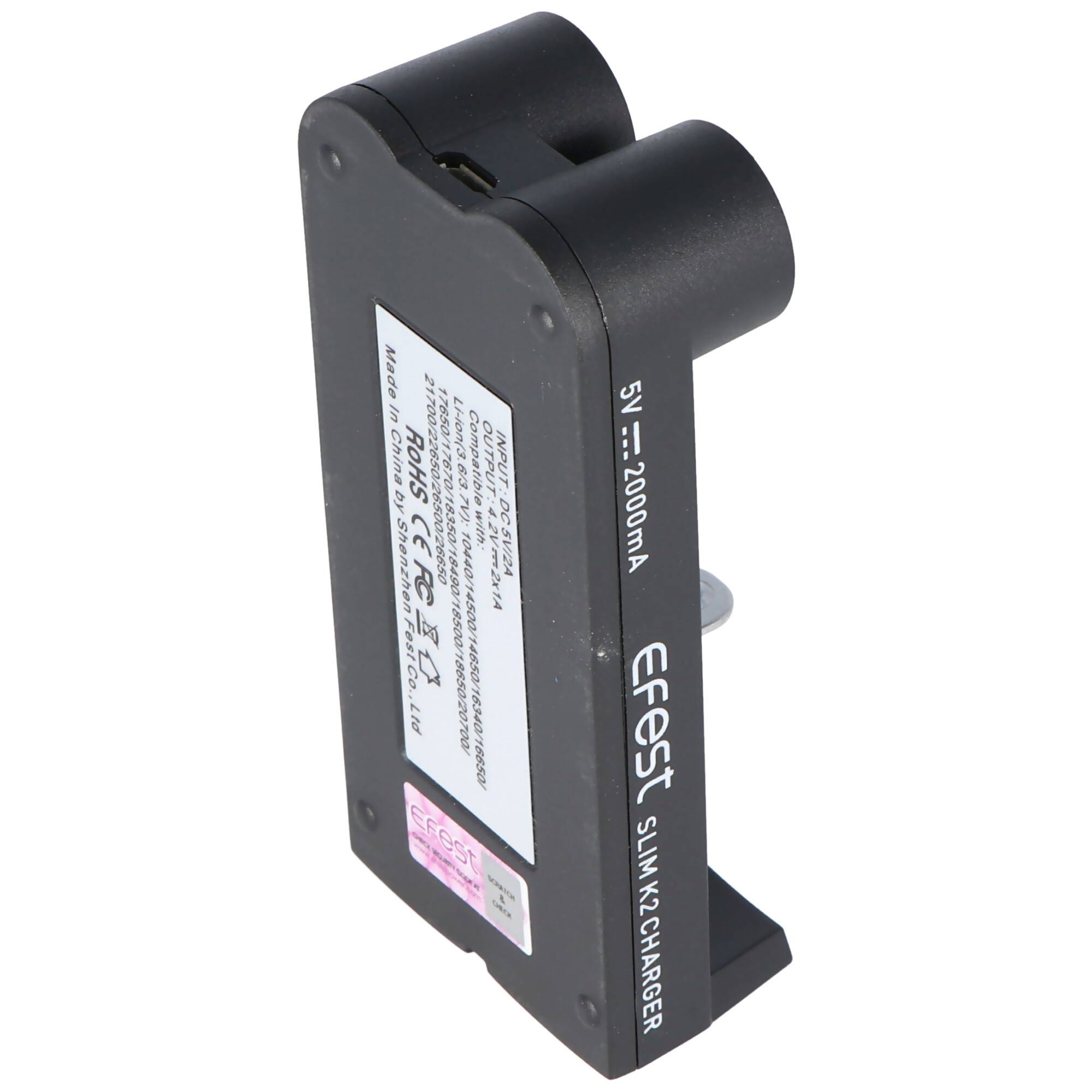 Efest SLIM K2 2-Schacht Li-Ion-Akkuladegerät für 1-2 Zellen, , lädt max. Länge 72mm