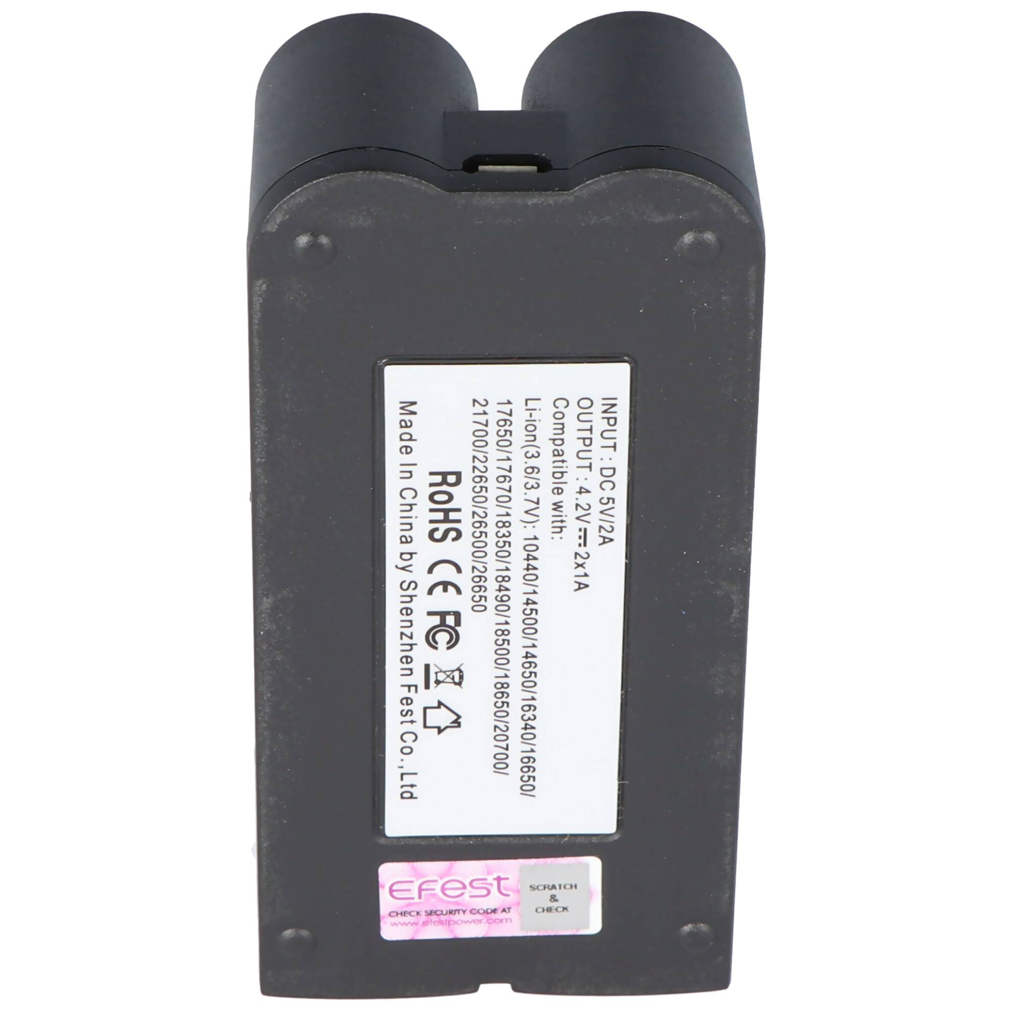 Efest SLIM K2 2-Schacht Li-Ion-Akkuladegerät für 1-2 Zellen, , lädt max. Länge 72mm