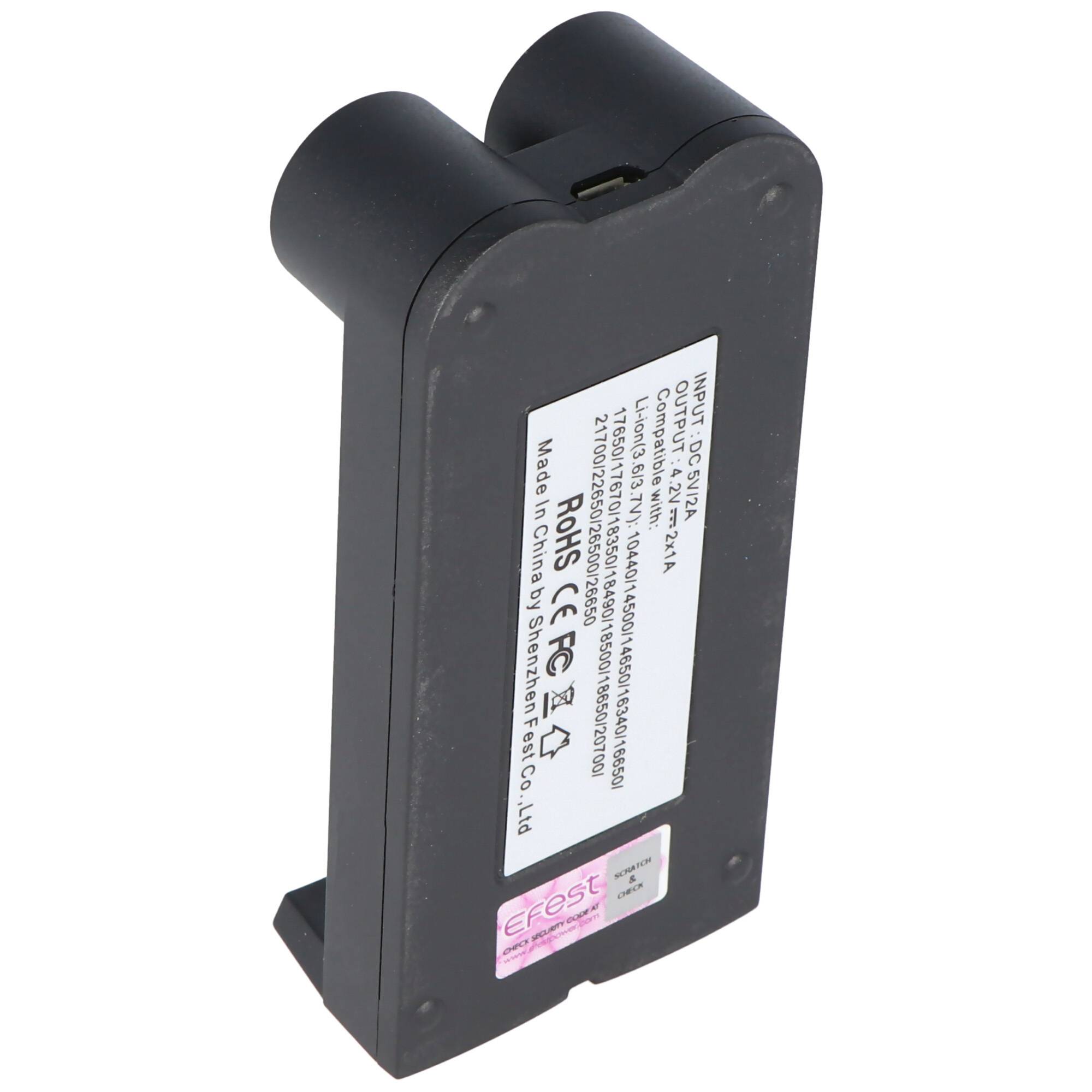 Efest SLIM K2 2-Schacht Li-Ion-Akkuladegerät für 1-2 Zellen, , lädt max. Länge 72mm