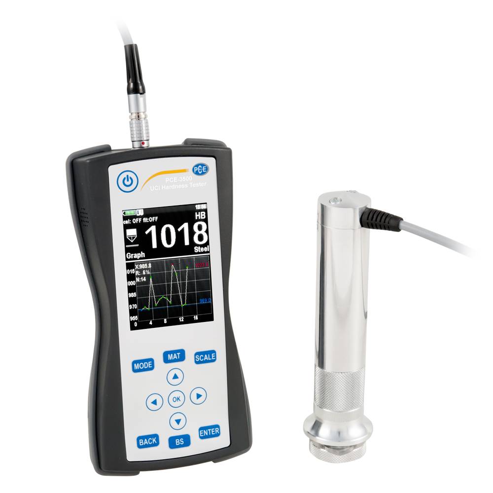PCE Instruments Ultraschall-Härteprüfgerät PCE-3500-10 |Prüfung von HRC, HRB, HV, HB, MPa |inkl. 10N Sonde |UCI