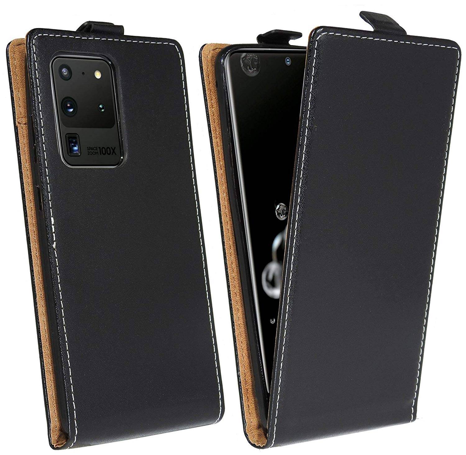 cofi1453® Flip Case Samsung Galaxy S20 Ultra (G988B) Handy Tasche vertikal aufklappbar Schutzhülle Klapp Hülle Schwarz