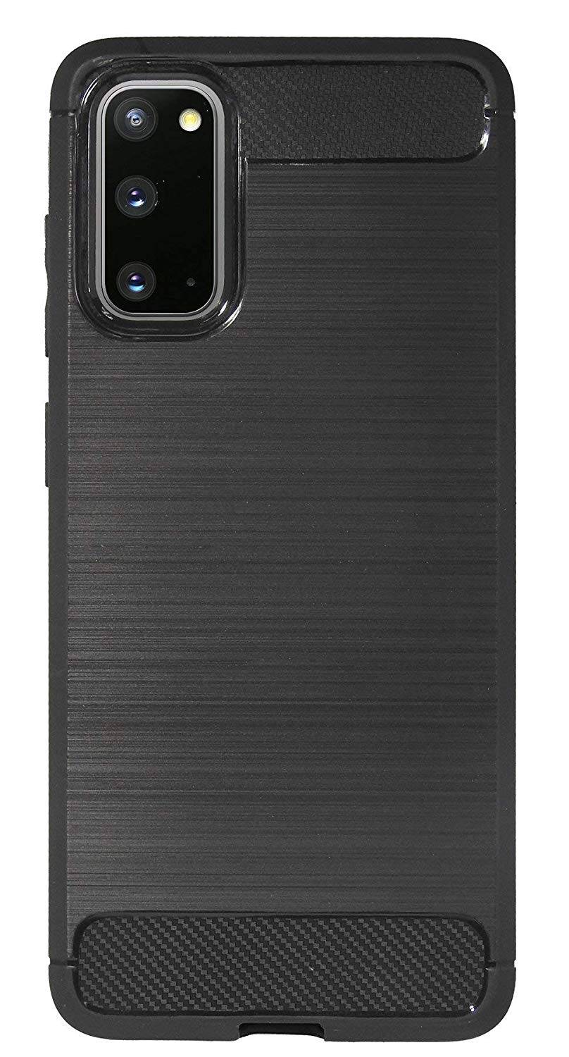 cofi1453® Silikon Hülle Bumper Carbon SAMSUNG GALAXY S20 (G980F) Case TPU Soft Handyhülle Cover Schutzhülle Schwarz