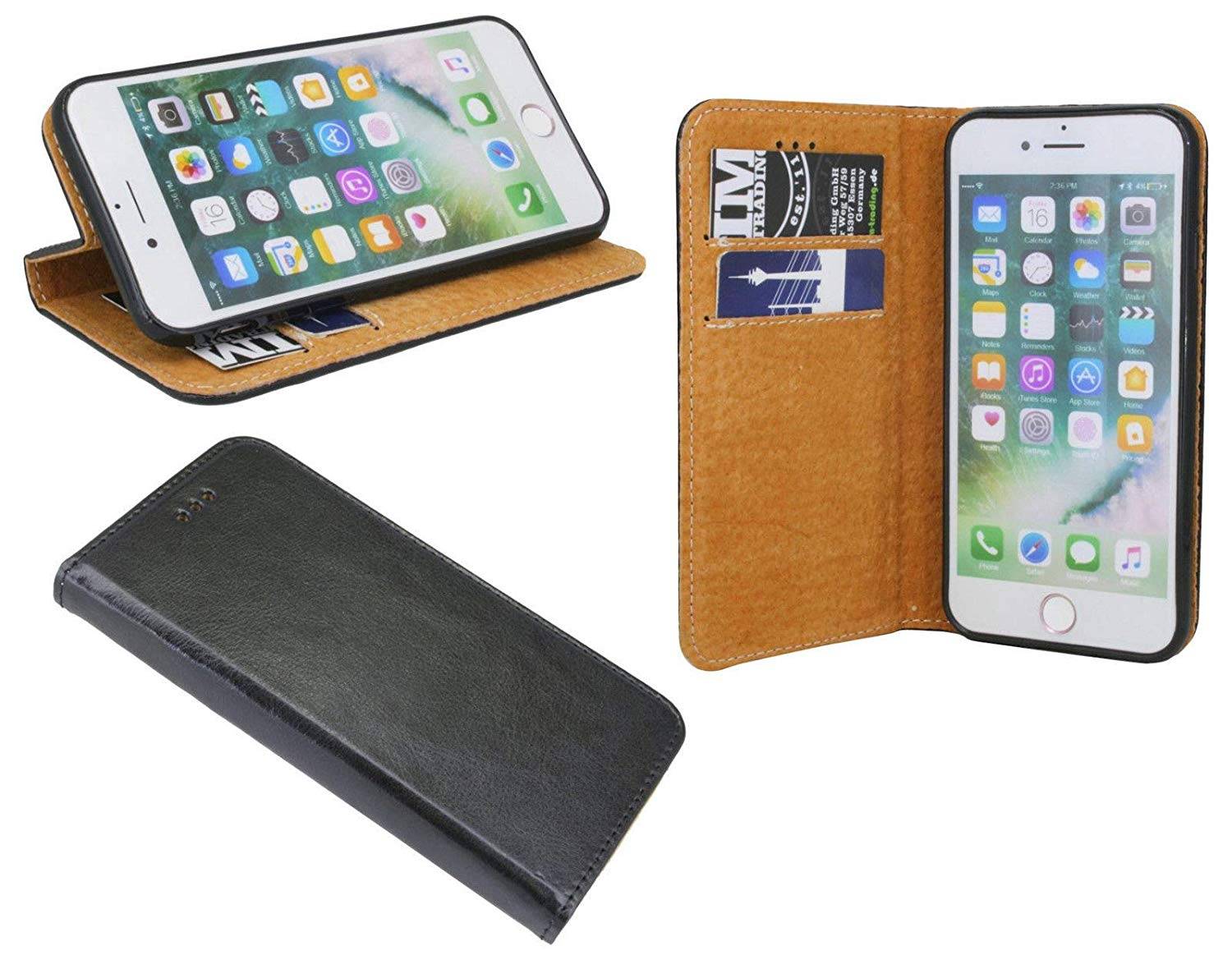 cofi1453 Elegante ECHT Leder Buch-Tasche Hülle Samsung Galaxy S20 (G980F) in Schwarz Wallet Book-Style Cover Schale