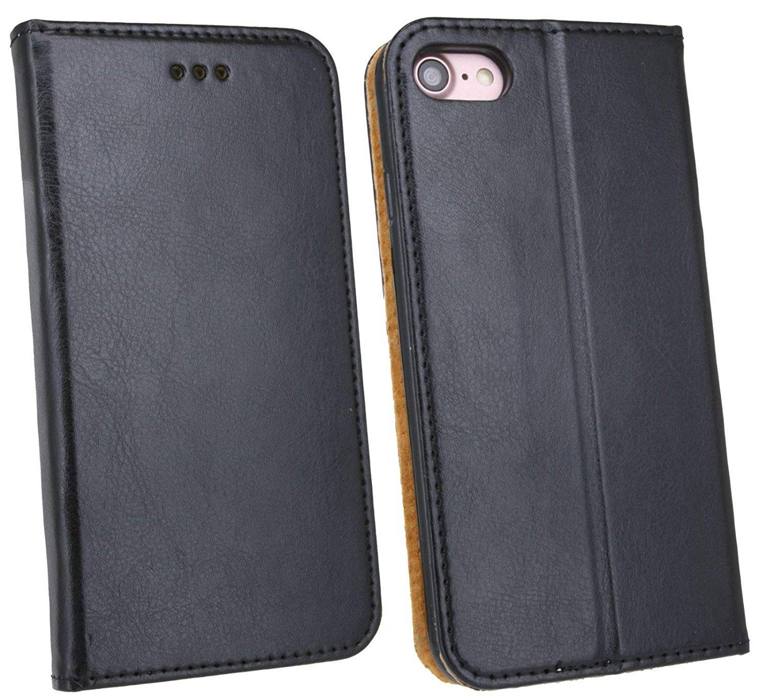 cofi1453 Elegante ECHT Leder Buch-Tasche Hülle Samsung Galaxy S20 (G980F) in Schwarz Wallet Book-Style Cover Schale