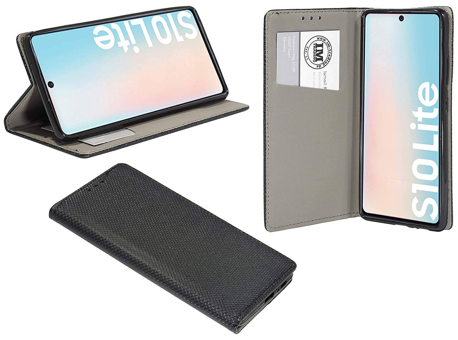 cofi1453 Buch Tasche "Smart" SAMSUNG GALAXY S10 LITE ( G770F ) Handyhülle Schutzhülle Standfunktion Kartenfach Schwarz