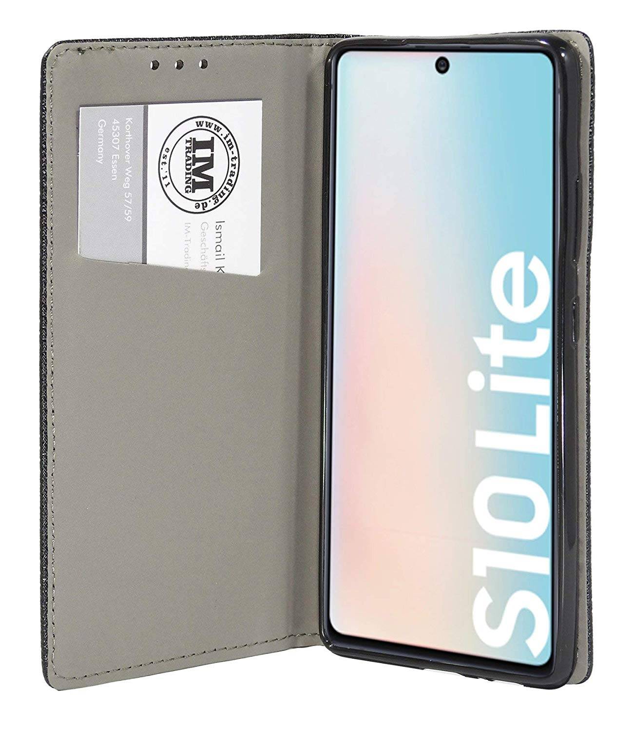 cofi1453 Buch Tasche "Smart" SAMSUNG GALAXY S10 LITE ( G770F ) Handyhülle Schutzhülle Standfunktion Kartenfach Schwarz