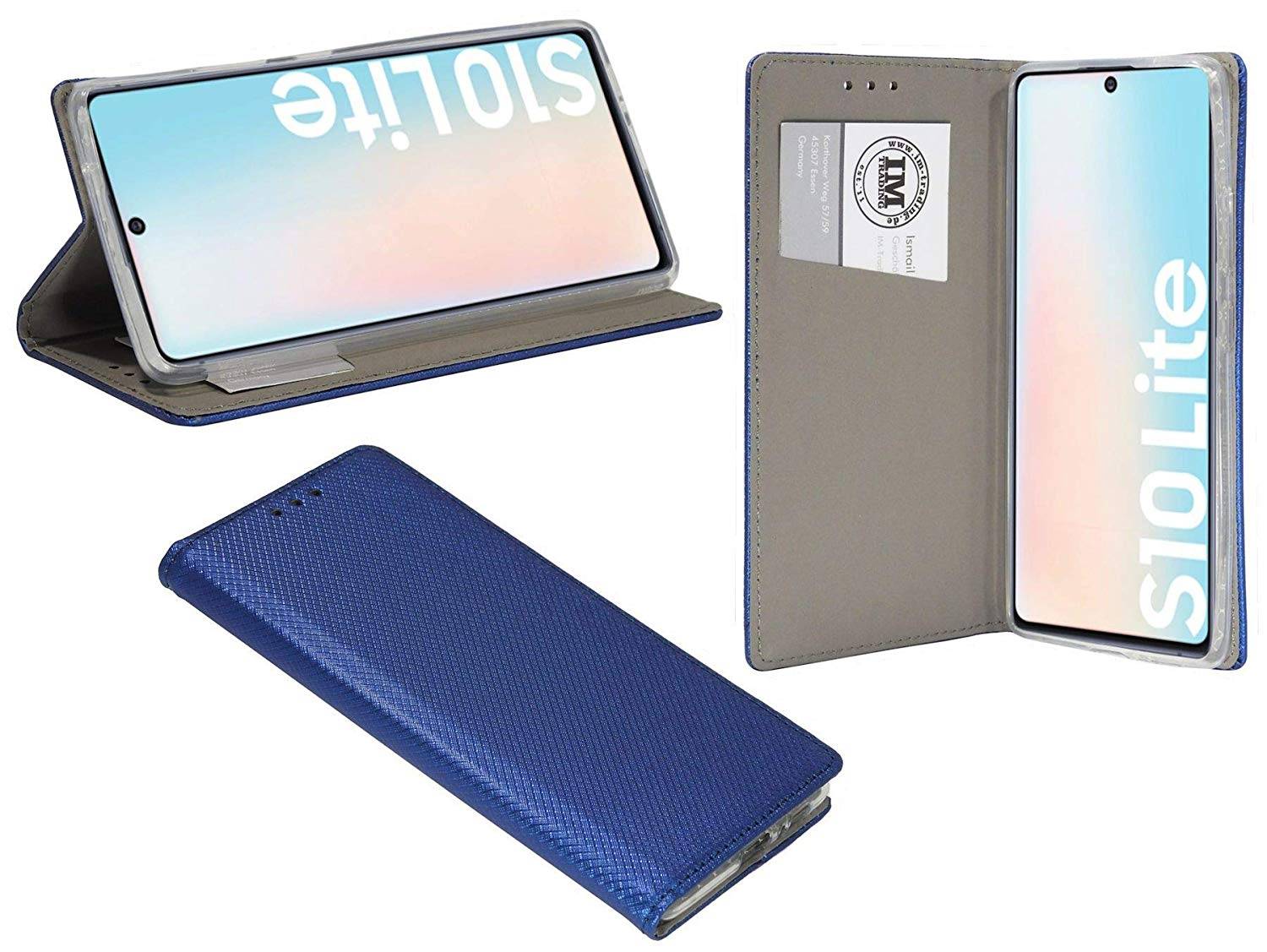 cofi1453 Buch Tasche "Smart" SAMSUNG GALAXY S10 LITE ( G770F ) Handyhülle Schutzhülle Standfunktion Kartenfach Blau