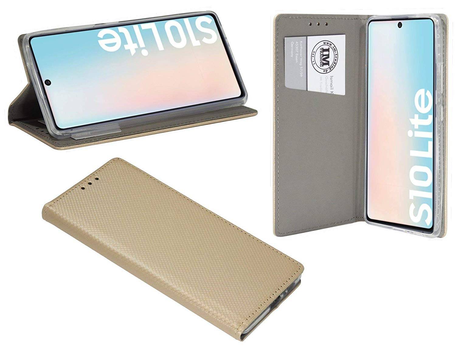 cofi1453 Buch Tasche "Smart" SAMSUNG GALAXY S10 LITE ( G770F ) Handy Hülle Schutzhülle Standfunktion Kartenfach Gold
