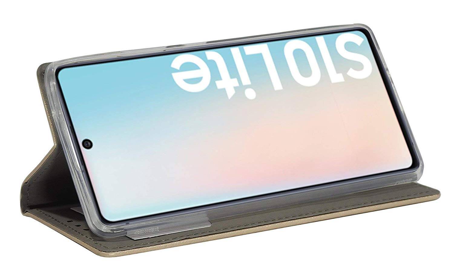 cofi1453 Buch Tasche "Smart" SAMSUNG GALAXY S10 LITE ( G770F ) Handy Hülle Schutzhülle Standfunktion Kartenfach Gold