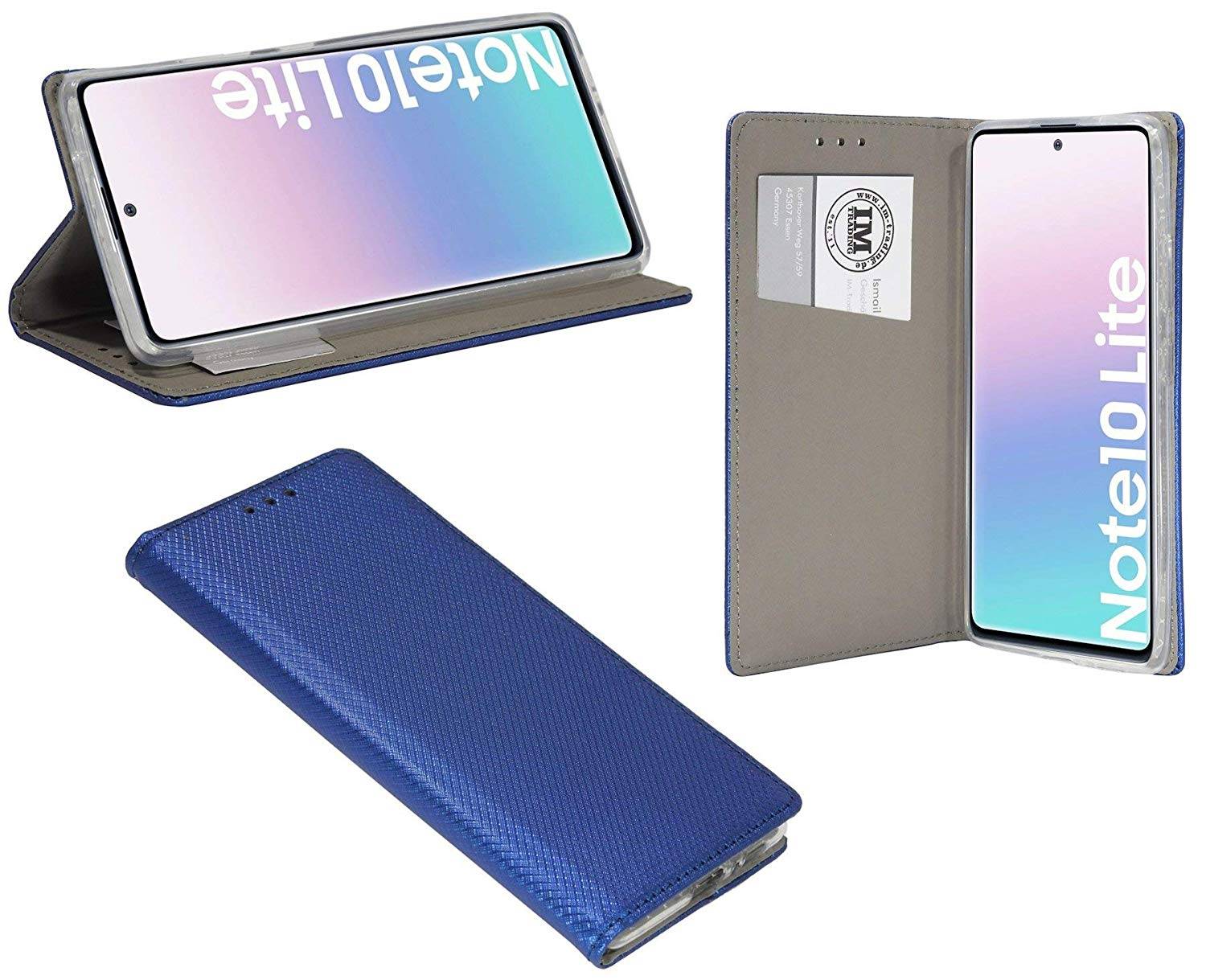 cofi1453 Buch Tasche "Smart" SAMSUNG GALAXY NOTE 10 LITE (N770F) Handy Hülle Schutzhülle Standfunktion Kartenfach Blau