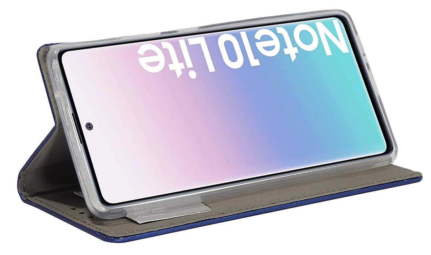 cofi1453 Buch Tasche "Smart" SAMSUNG GALAXY NOTE 10 LITE (N770F) Handy Hülle Schutzhülle Standfunktion Kartenfach Blau