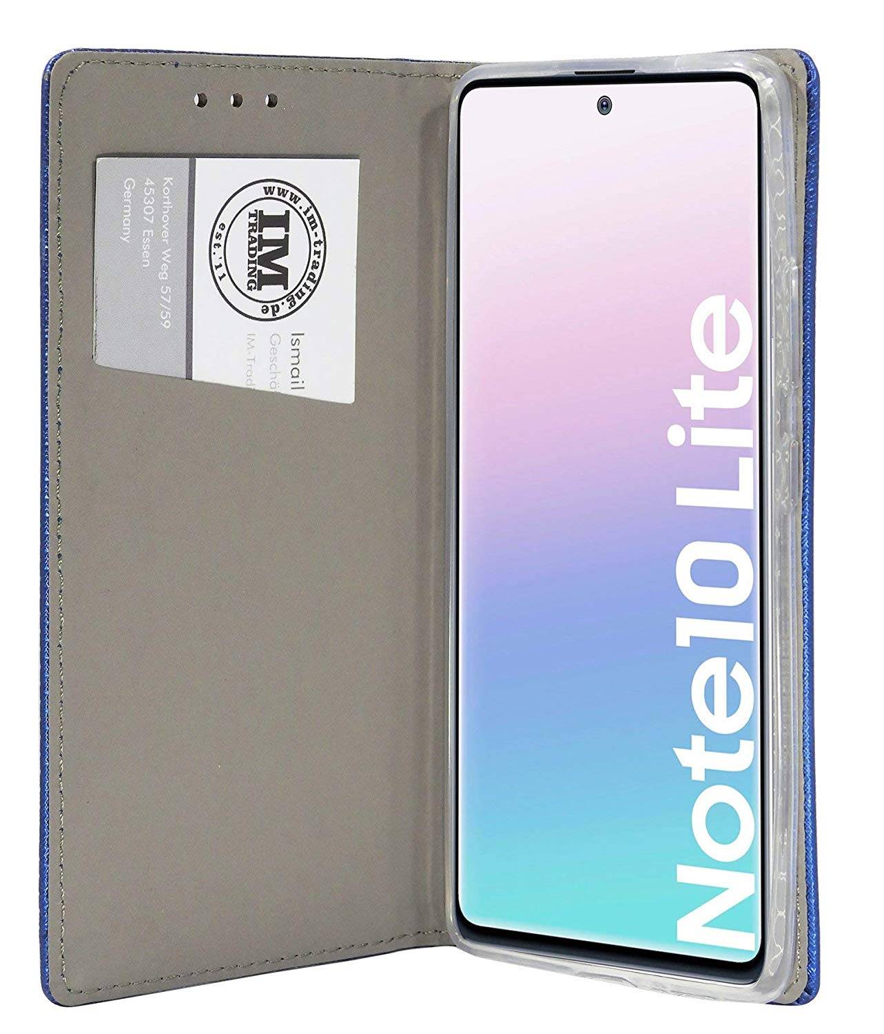 cofi1453 Buch Tasche "Smart" SAMSUNG GALAXY NOTE 10 LITE (N770F) Handy Hülle Schutzhülle Standfunktion Kartenfach Blau