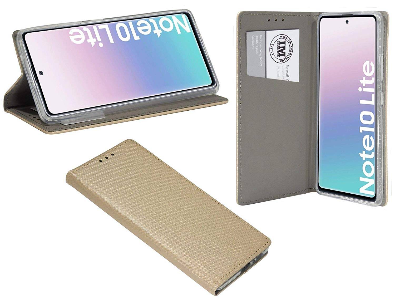 cofi1453 Buch Tasche "Smart" SAMSUNG GALAXY NOTE 10 LITE ( N770F ) Handyhülle Schutzhülle Standfunktion Kartenfach Gold