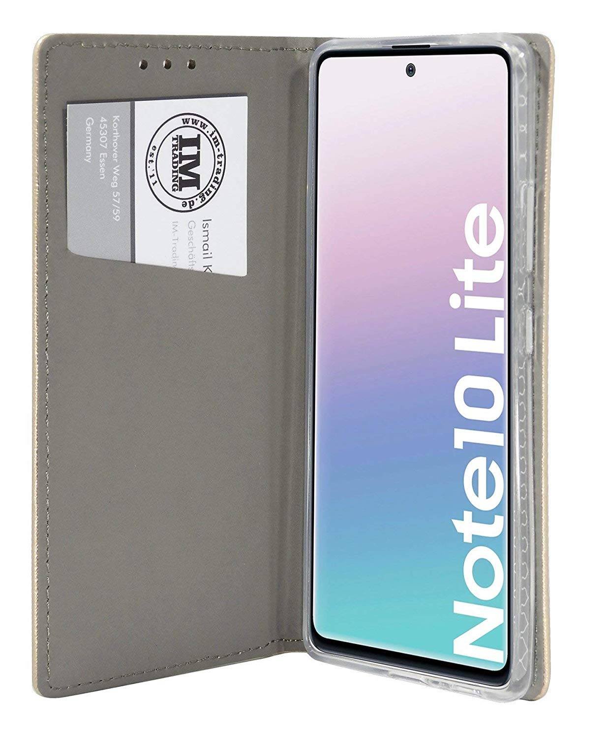 cofi1453 Buch Tasche "Smart" SAMSUNG GALAXY NOTE 10 LITE ( N770F ) Handyhülle Schutzhülle Standfunktion Kartenfach Gold