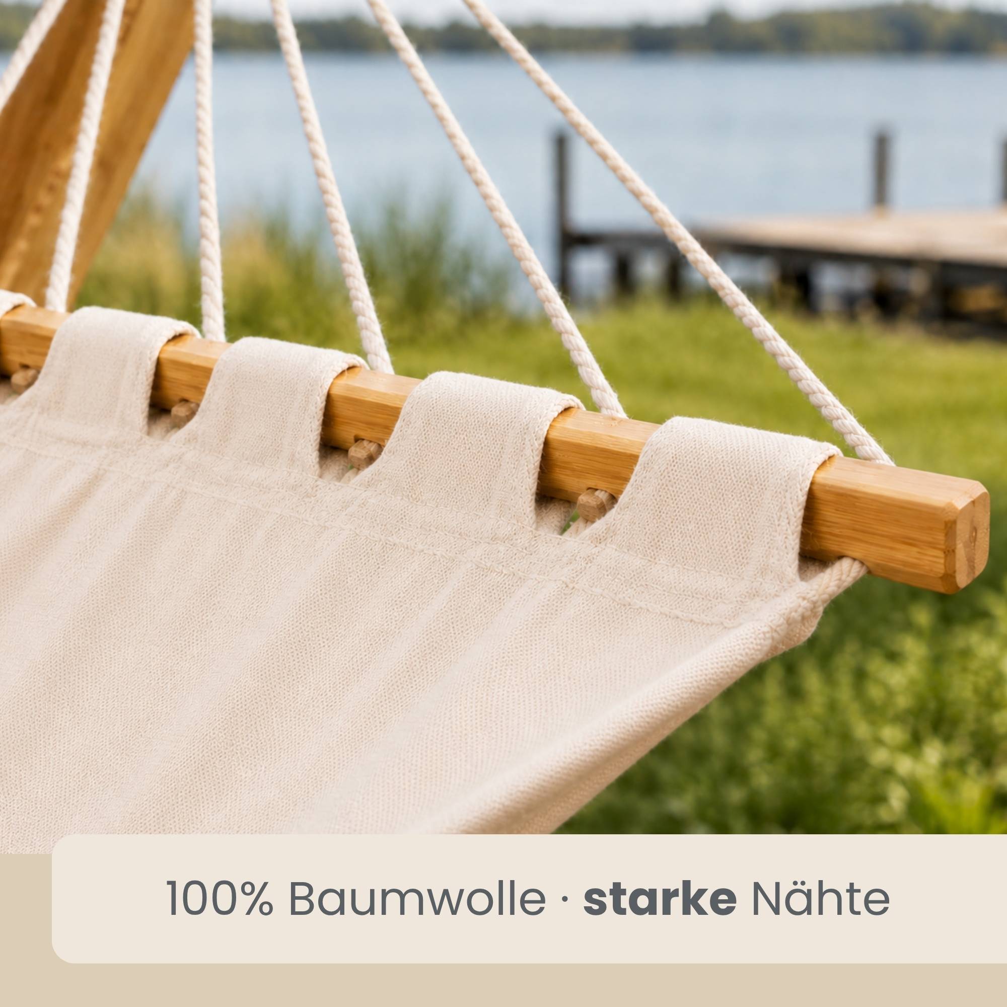 XXL Hängematte mit Holzgestell 325 cm - Outdoor Set für 2 Personen bis 150 kg