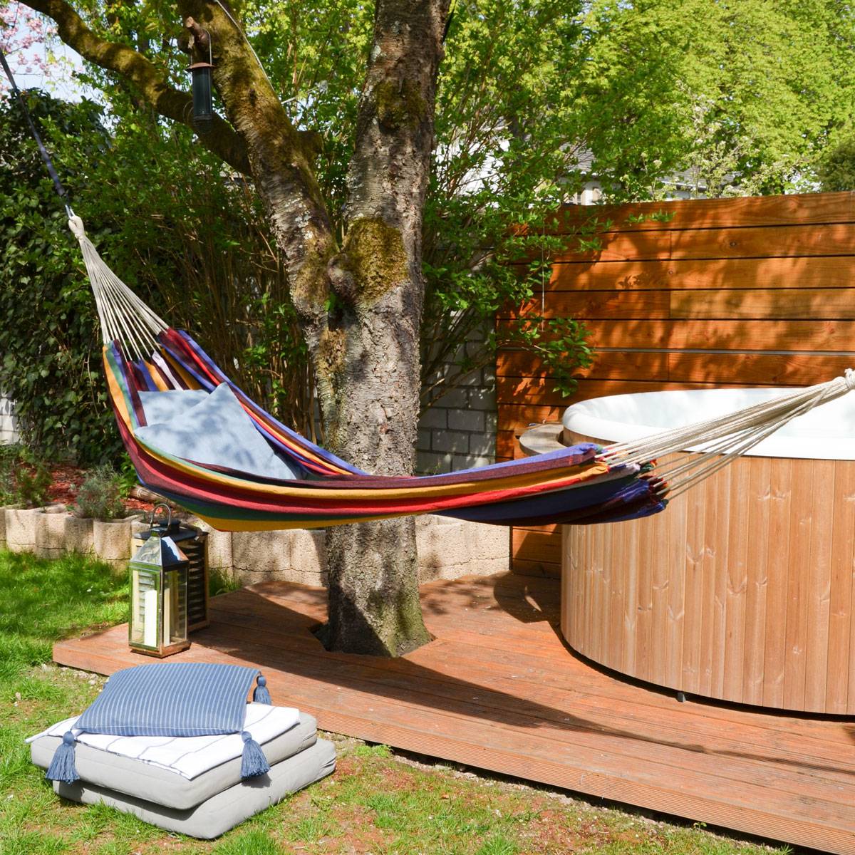 XXL Hängematte für 2 Personen bis 150kg 400x160cm Regenbogen