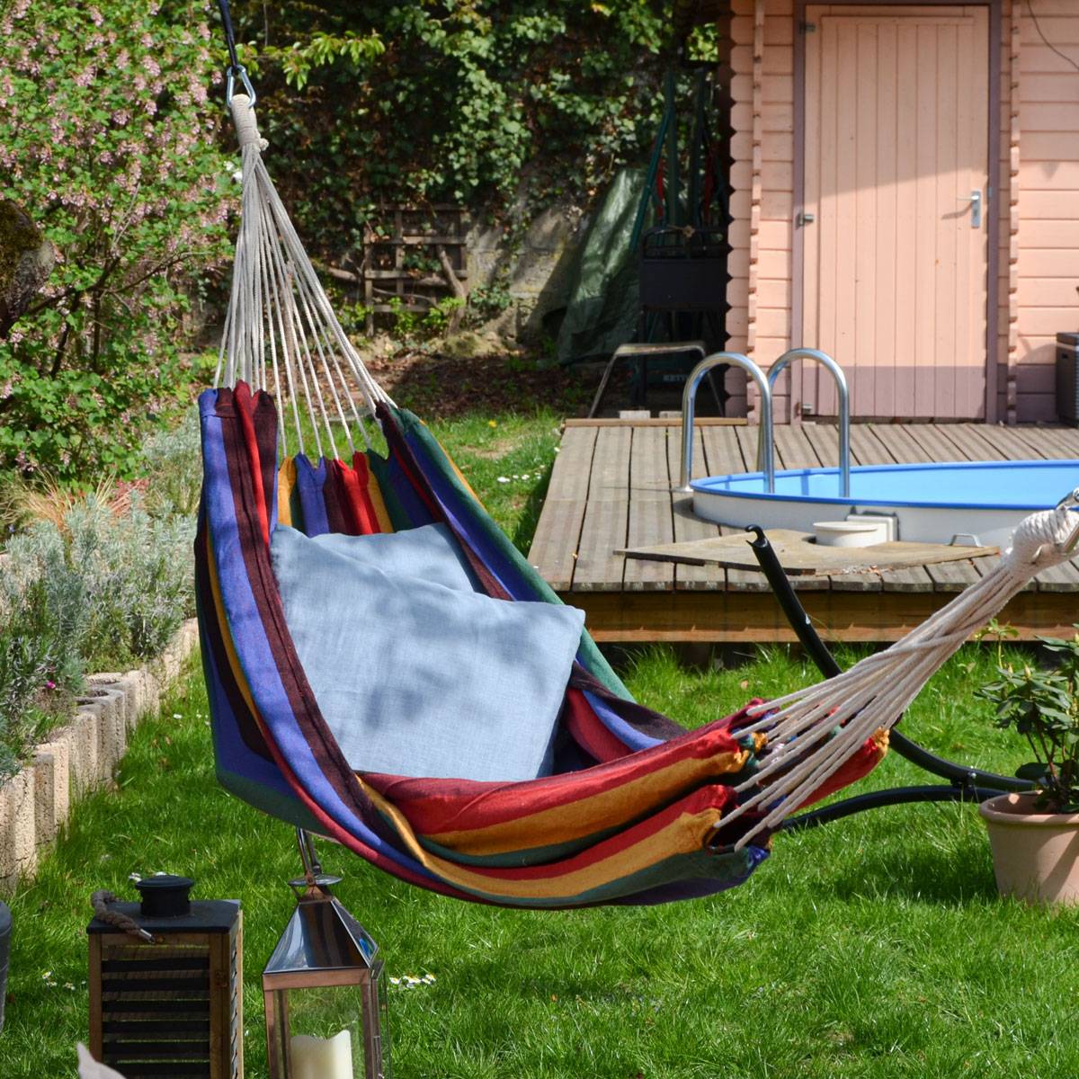 XXL Hängematte für 2 Personen bis 150kg 400x160cm Regenbogen