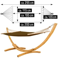 Hängematte mit Gestell 310 x 120 cm Braun Hartholz Holz Hängemattengestell geölt Hängematte mit Gestell 310 x 120 cm Braun Hartholz Holz Hängemattengestell geölt