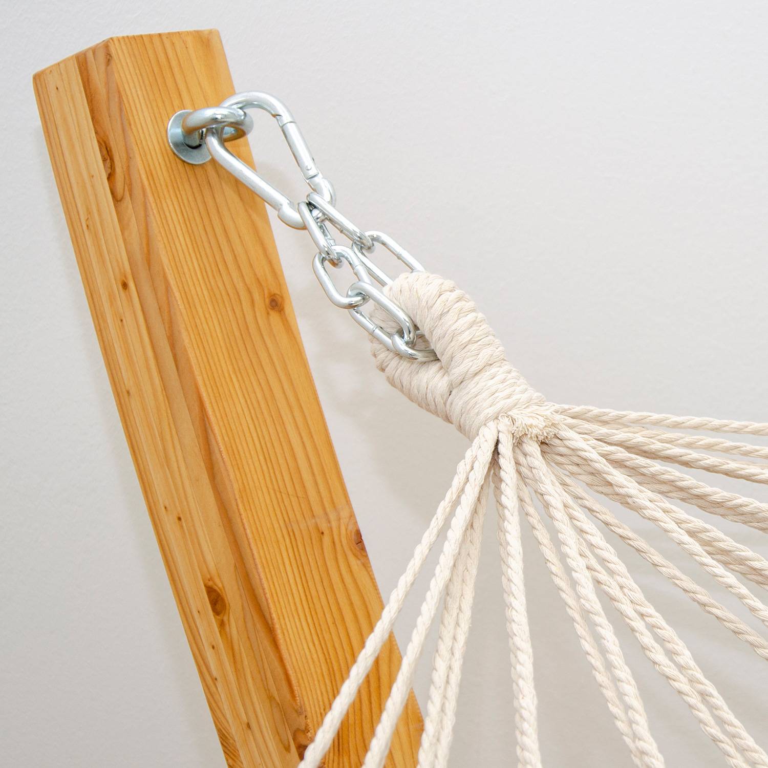 Hängematte mit Gestell 310 x 120 cm Braun Hartholz Holz Hängemattengestell geölt