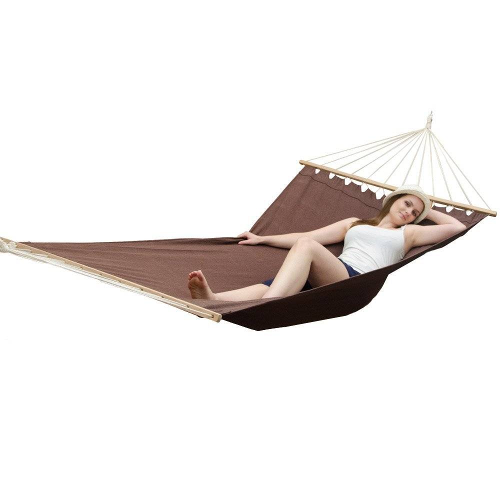 XXL Hängematte braun 2 Pers. 285x120cm 150 KG Matte Hängematten Gartenhängematte
