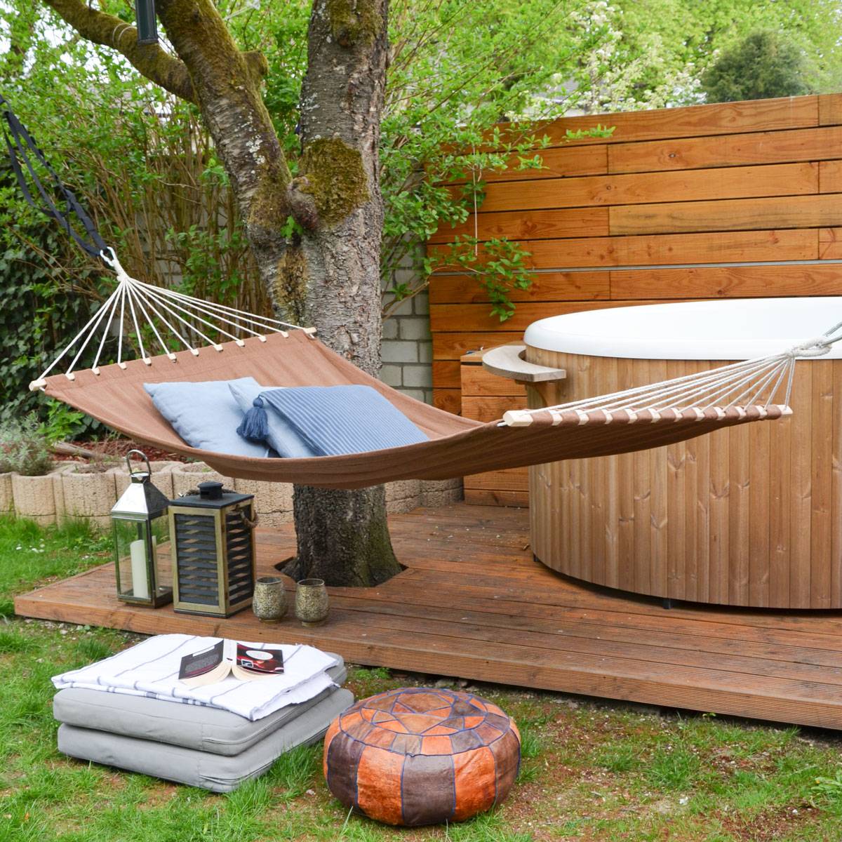 XXL Hängematte braun 2 Pers. 285x120cm 150 KG Matte Hängematten Gartenhängematte