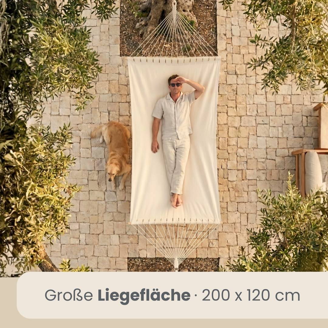 Stabhängematte 200x120 cm - Doppelhängematte 150kg Baumwolle Spreizstab Personen