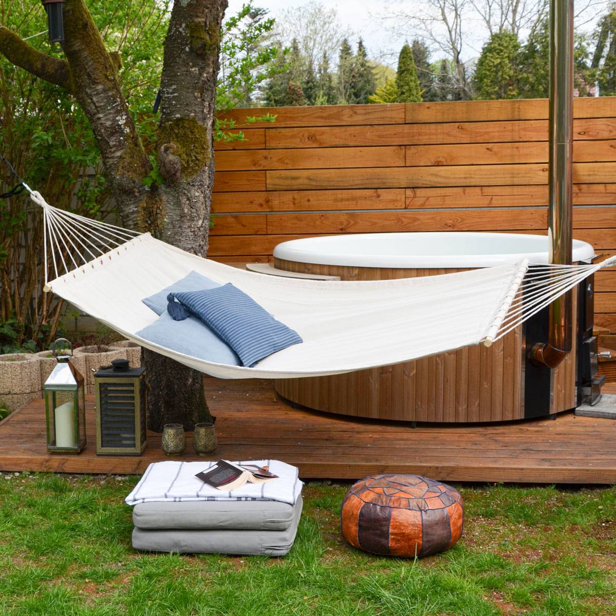 Hängematte 2 Pers. XXL 285x120cm 150 KG Matte Hängematten Gartenhängematte Beige