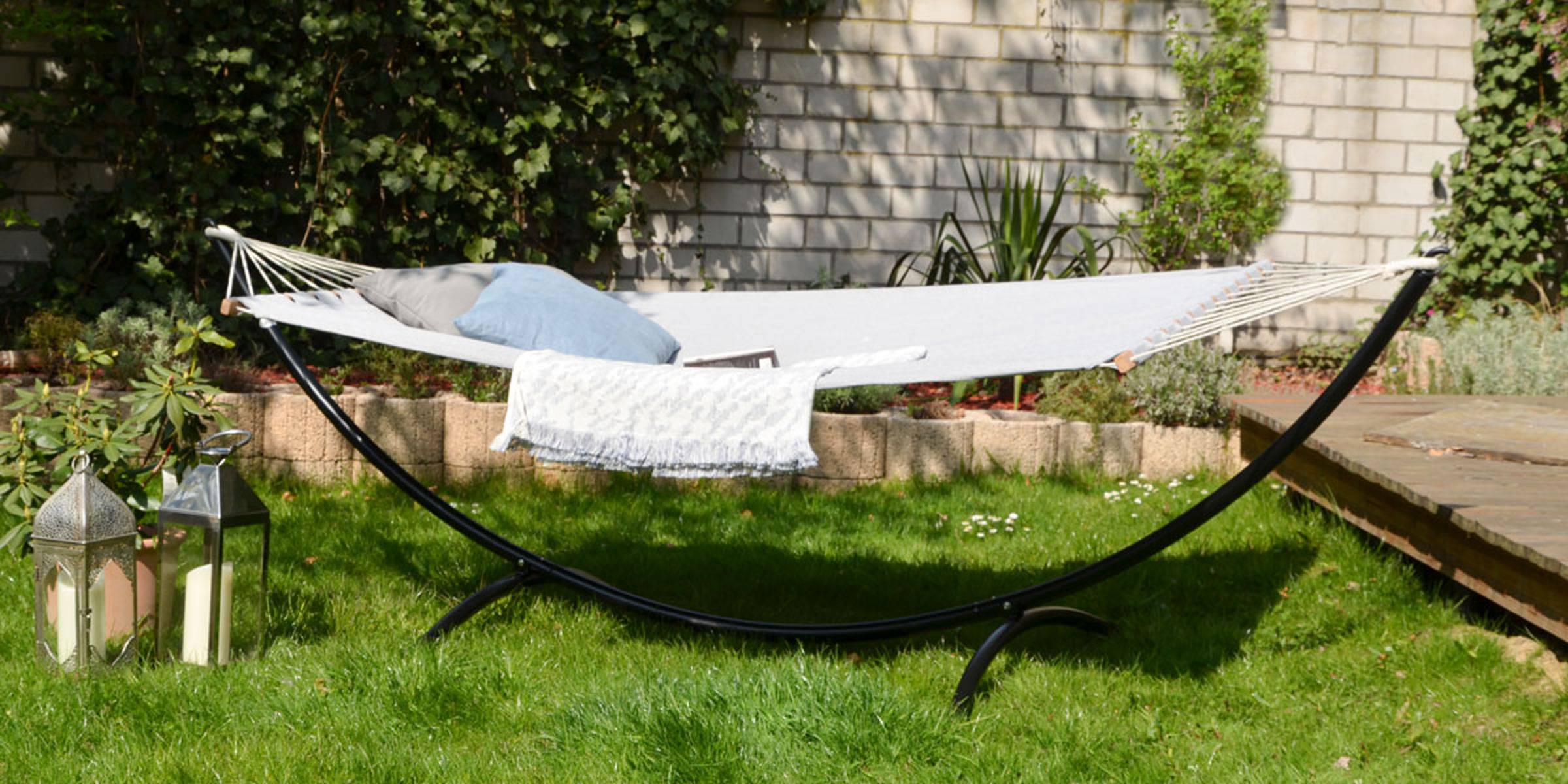 Hängematte 2 Pers. XXL 285x120cm 150 KG Matte Hängematten Gartenhängematte Beige