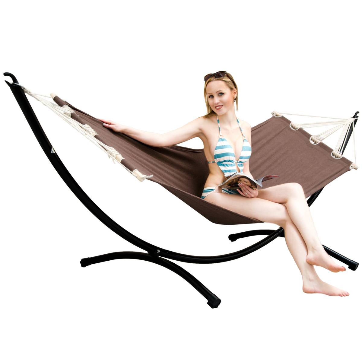 Outdoor Hängematte mit Gestell - 300cm Hängemattengestell 190x80 Stabhängematte