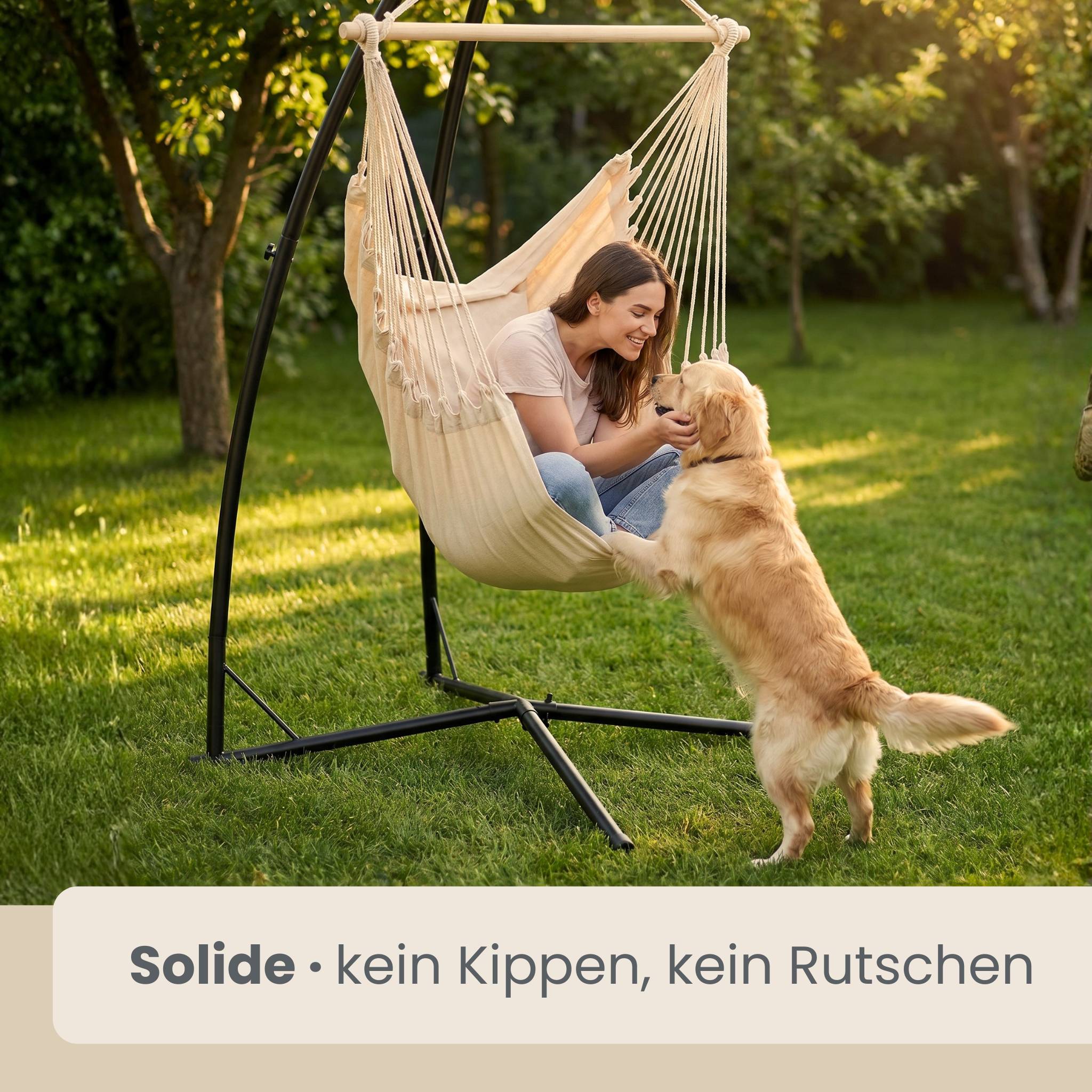 Hängesessel Gestell Outdoor bis 120kg - 215cm Stahlrohr Ständer für Hängestuhl