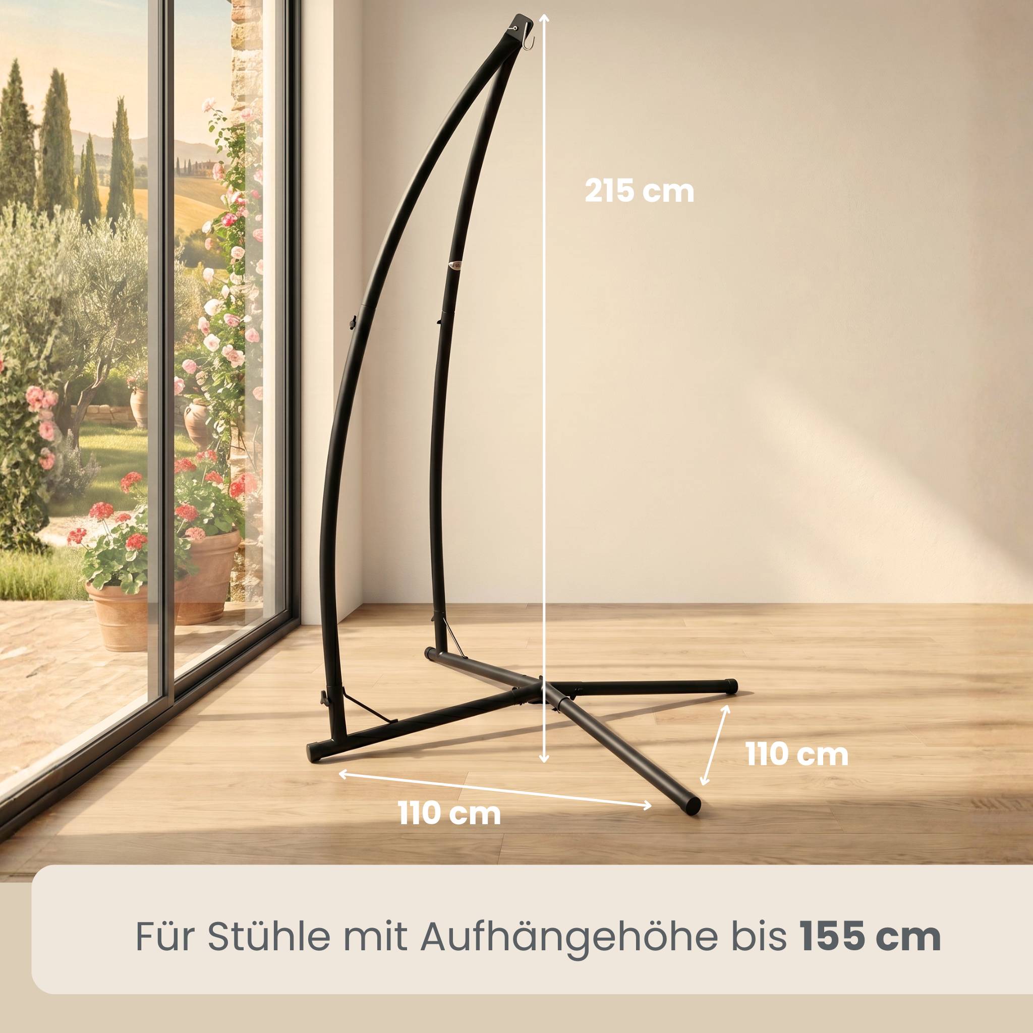 Hängesessel Gestell Outdoor bis 120kg - 215cm Stahlrohr Ständer für Hängestuhl