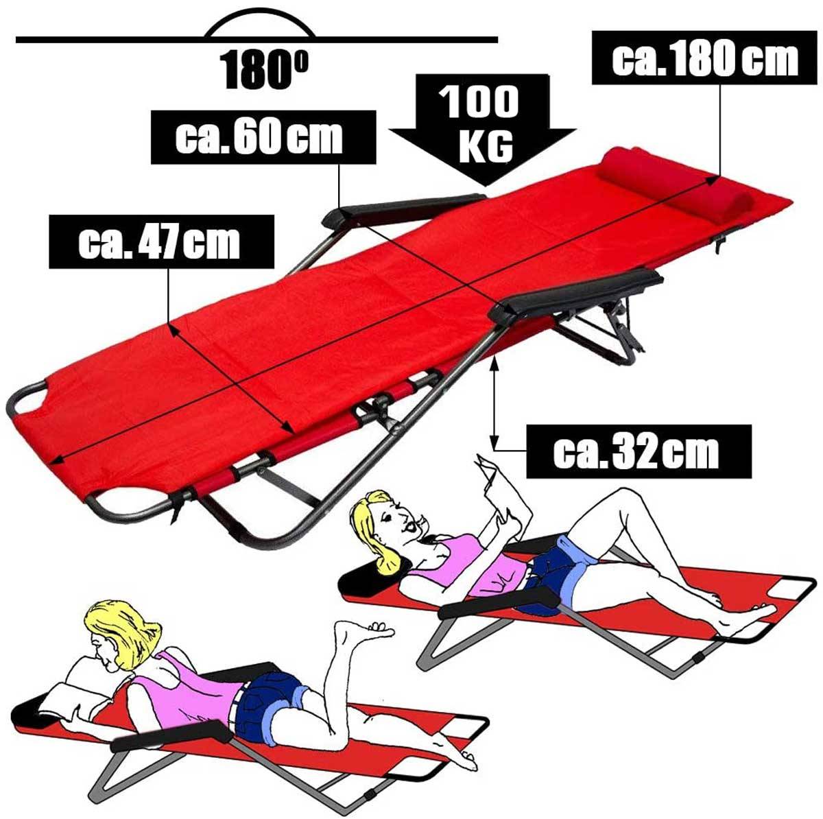 178x60 Garten Liegestuhl Klappbar - Outdoor Relaxliege Gartenstuhl Campingliege
