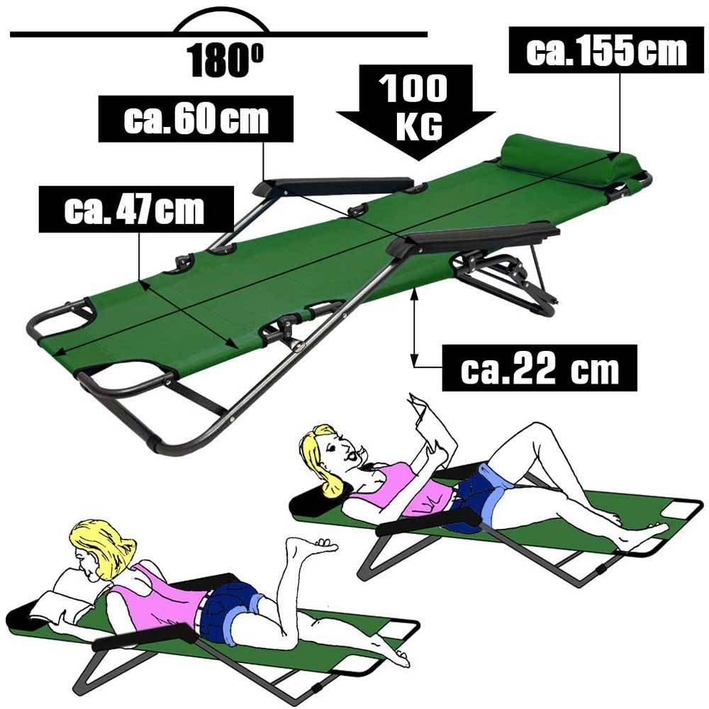 153x60 Garten Liegestuhl Klappbar - Outdoor Relaxliege Gartenstuhl Campingliege