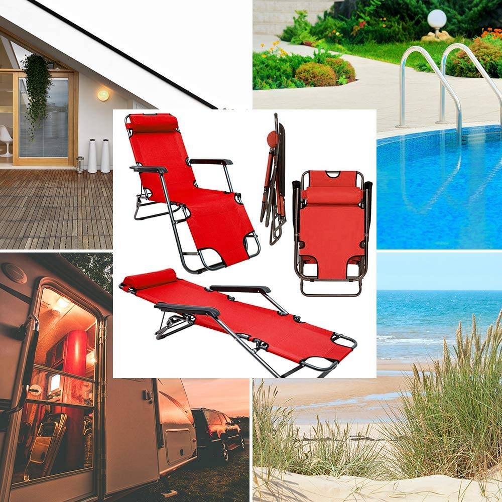 153x60 Garten Liegestuhl Klappbar - Outdoor Relaxliege Gartenstuhl Campingliege