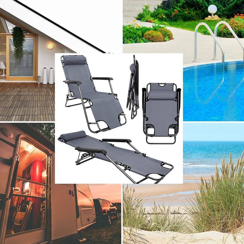 2er Set Garten Liegestuhl Klappbar - 153x60 Relaxliege Gartenstuhl Campingliege