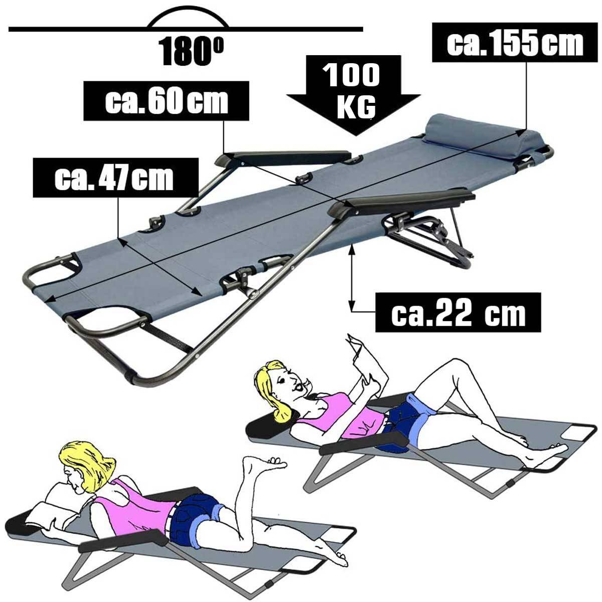 153x60 Garten Liegestuhl Klappbar - Outdoor Relaxliege Gartenstuhl Campingliege
